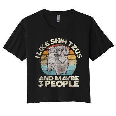 Shih Tzu T Funny Dog Lover Tee Retro Shih Tzu Crop Top