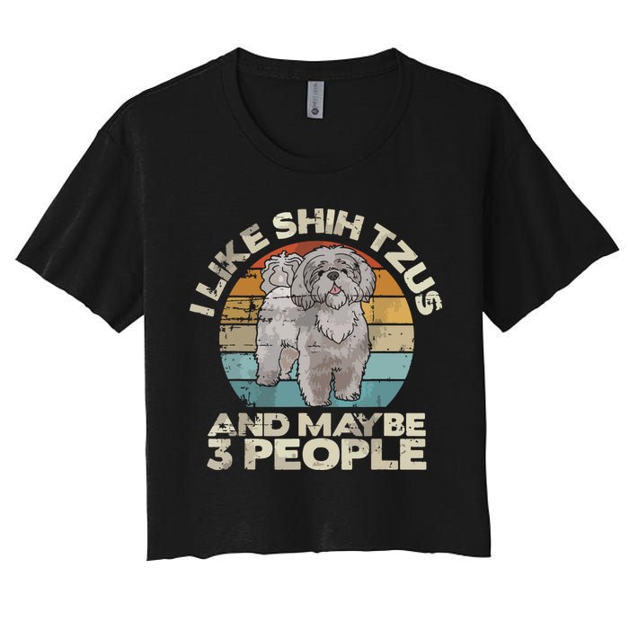 Shih Tzu T Funny Dog Lover Tee Retro Shih Tzu Crop Top