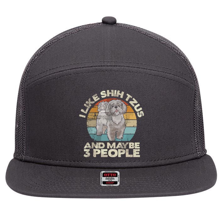 Shih Tzu T Funny Dog Lover Tee Retro Shih Tzu 7 Panel Mesh Trucker Snapback Hat