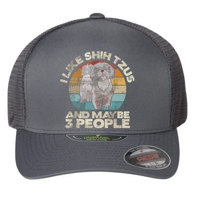 Shih Tzu T Funny Dog Lover Tee Retro Shih Tzu Flexfit Unipanel Trucker Cap