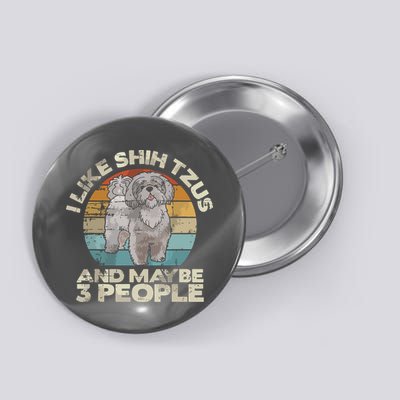 Shih Tzu T Funny Dog Lover Tee Retro Shih Tzu Button