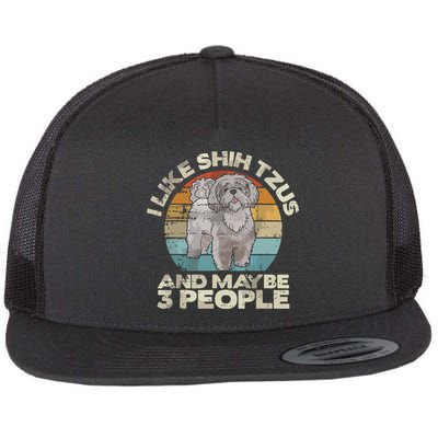 Shih Tzu T Funny Dog Lover Tee Retro Shih Tzu Flatbill Hat