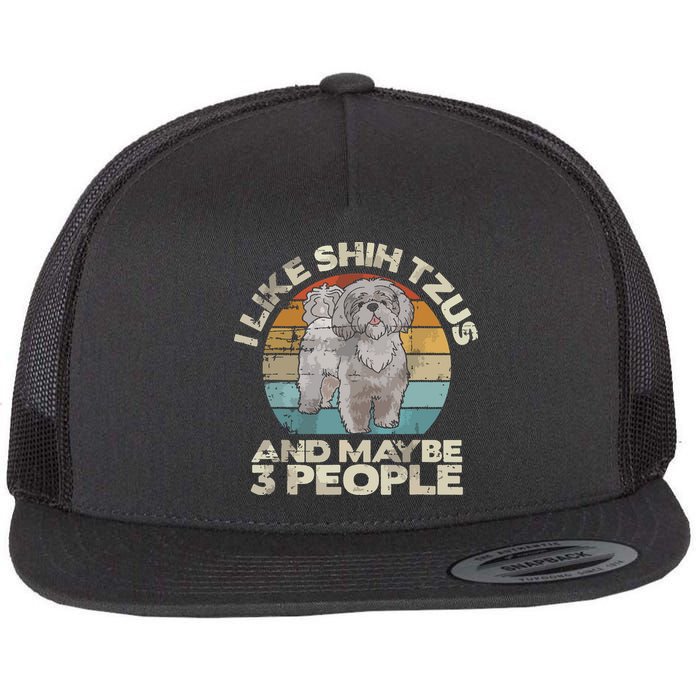 Shih Tzu T Funny Dog Lover Tee Retro Shih Tzu Flat Bill Trucker Hat