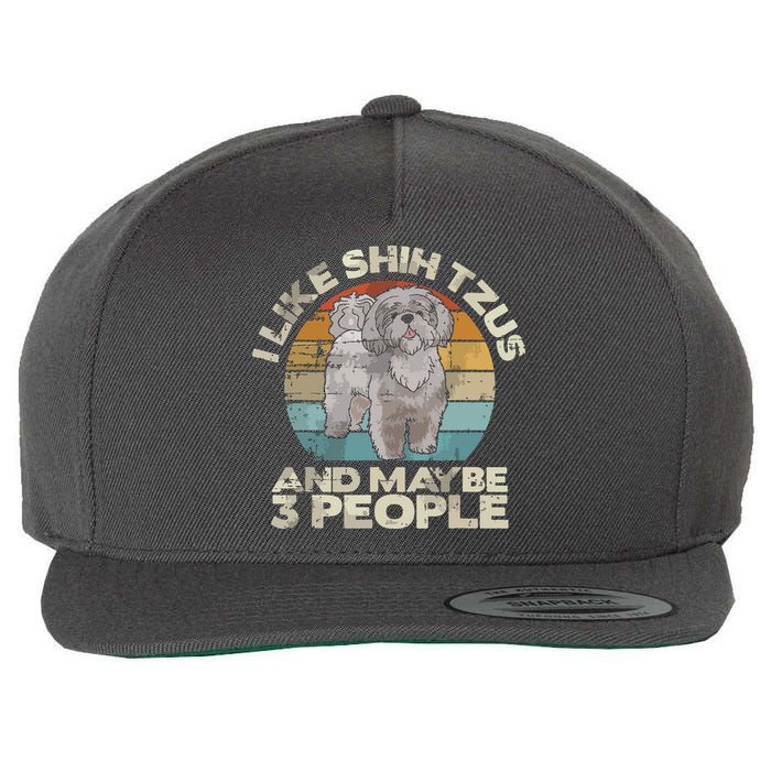 Shih Tzu T Funny Dog Lover Tee Retro Shih Tzu Wool Snapback Cap