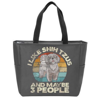 Shih Tzu T Funny Dog Lover Tee Retro Shih Tzu Zip Tote Bag
