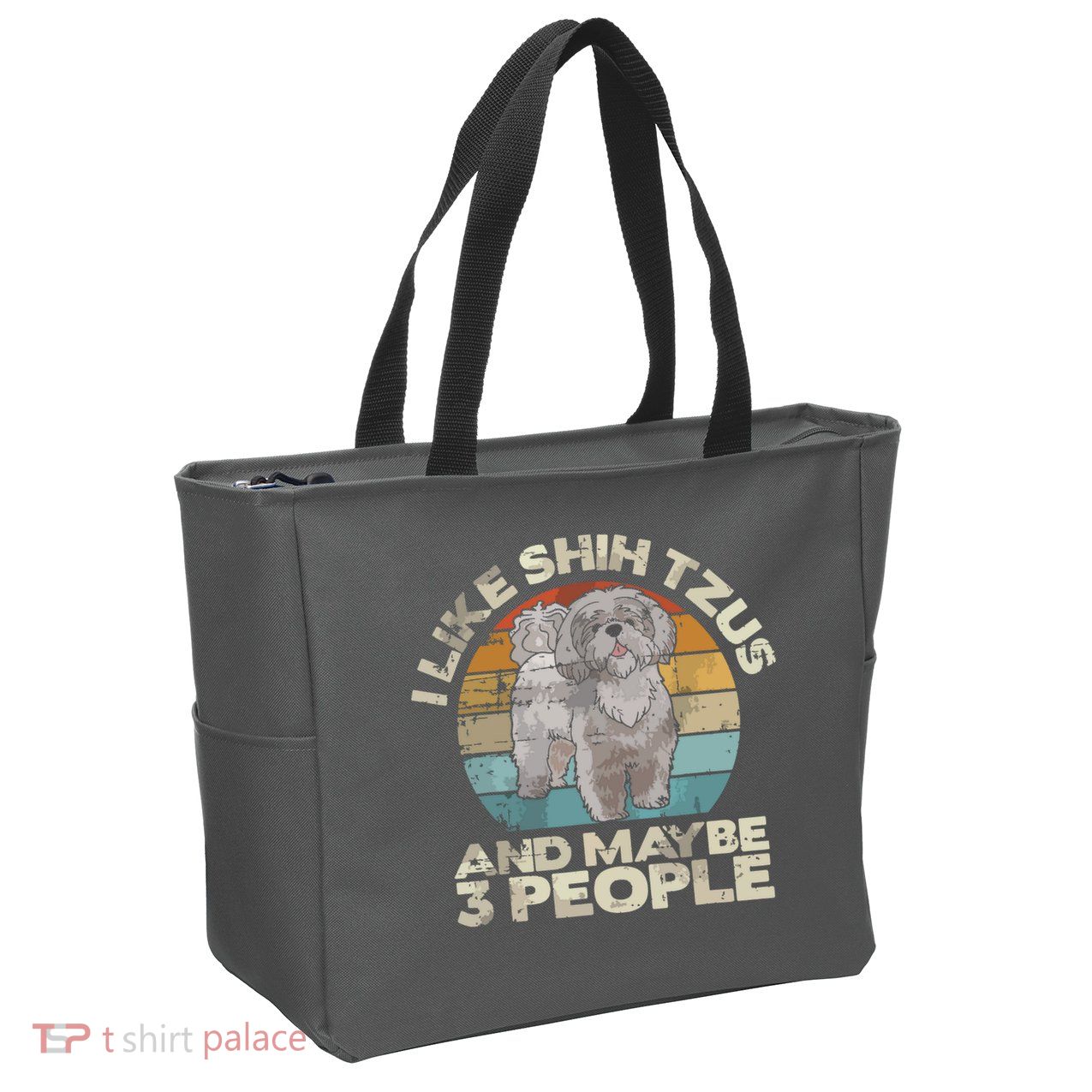 Shih Tzu T Funny Dog Lover Tee Retro Shih Tzu Zip Tote Bag