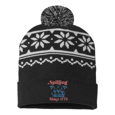 Spillin The Tea Since 1773 Funny 4th Of July Party USA-Made Snowflake Beanie