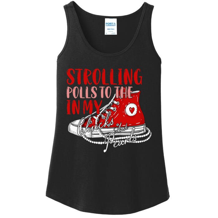 Strolling To The Polls In My Chucks And Pearls Kamala 2024 Ladies Essential Tank