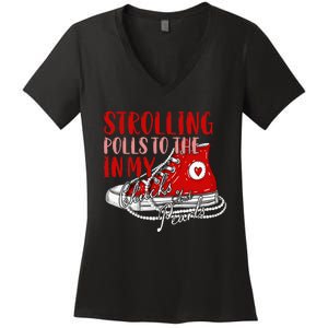 Strolling To The Polls In My Chucks And Pearls Kamala 2024 Women's V-Neck T-Shirt