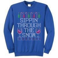 Sippin Through The Snow Red Wine Ugly Christmas Sweater Funny Gift Sweatshirt