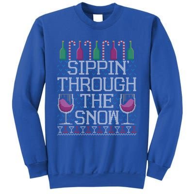 Sippin Through The Snow Red Wine Ugly Christmas Sweater Funny Gift Sweatshirt