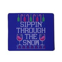 Sippin Through The Snow Red Wine Ugly Christmas Sweater Funny Gift Mousepad