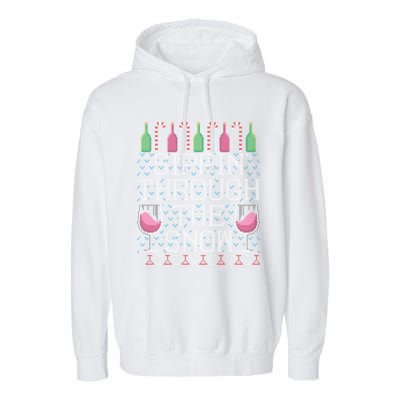 Sippin Through The Snow Red Wine Ugly Christmas Sweater Funny Gift Garment-Dyed Fleece Hoodie