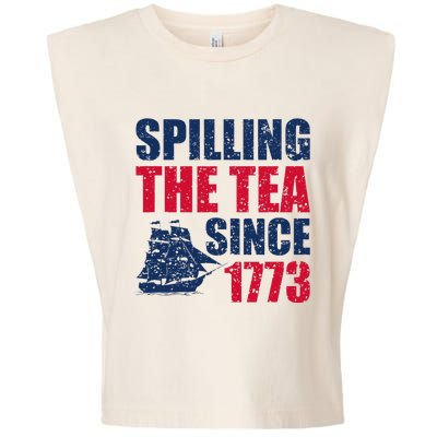 Spilling The Tea Since 1773 Vintage Fourth Of July Patriotic Garment-Dyed Women's Muscle Tee