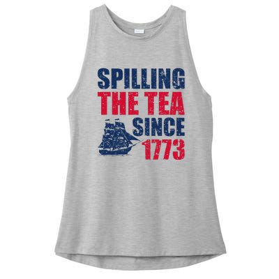 Spilling The Tea Since 1773 Vintage Fourth Of July Patriotic Ladies PosiCharge Tri-Blend Wicking Tank