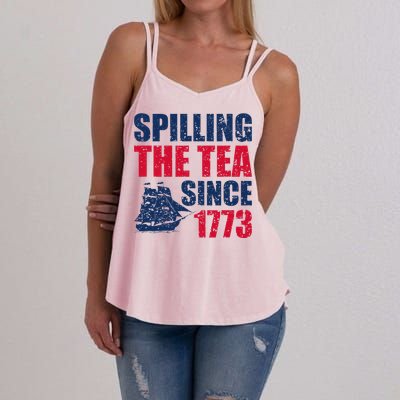 Spilling The Tea Since 1773 Vintage Fourth Of July Patriotic Women's Strappy Tank