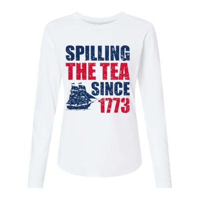 Spilling The Tea Since 1773 Vintage Fourth Of July Patriotic Womens Cotton Relaxed Long Sleeve T-Shirt