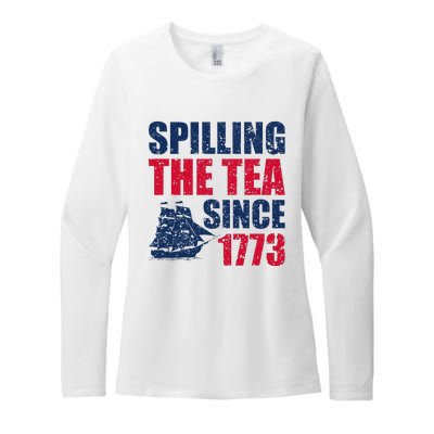 Spilling The Tea Since 1773 Vintage Fourth Of July Patriotic Womens CVC Long Sleeve Shirt