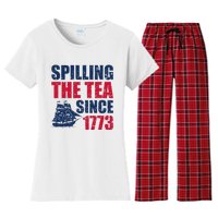 Spilling The Tea Since 1773 Vintage Fourth Of July Patriotic Women's Flannel Pajama Set