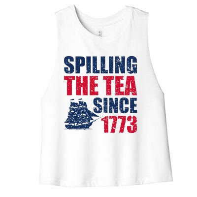 Spilling The Tea Since 1773 Vintage Fourth Of July Patriotic Women's Racerback Cropped Tank