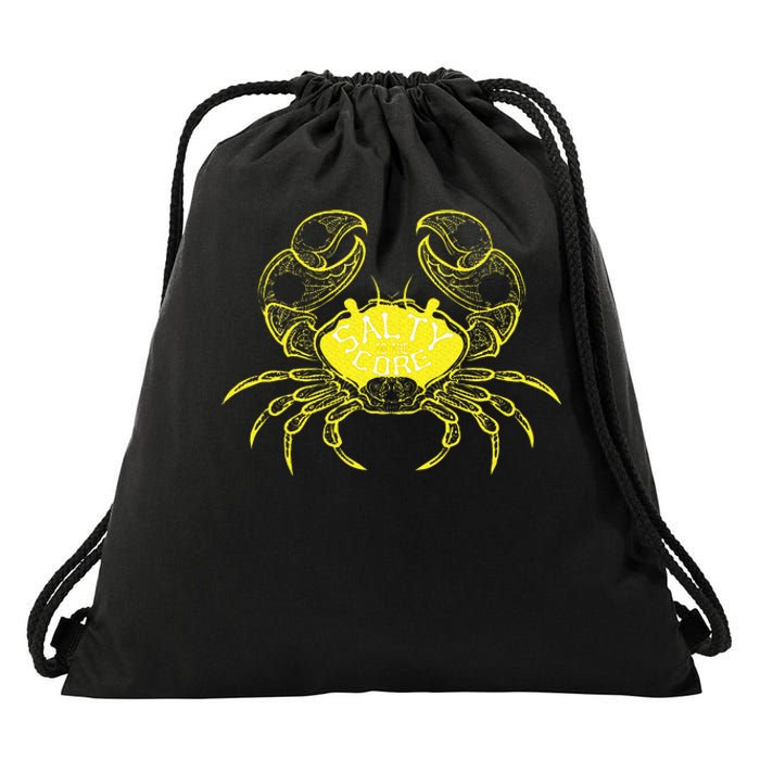 Salty To The Core Crab Drawstring Bag