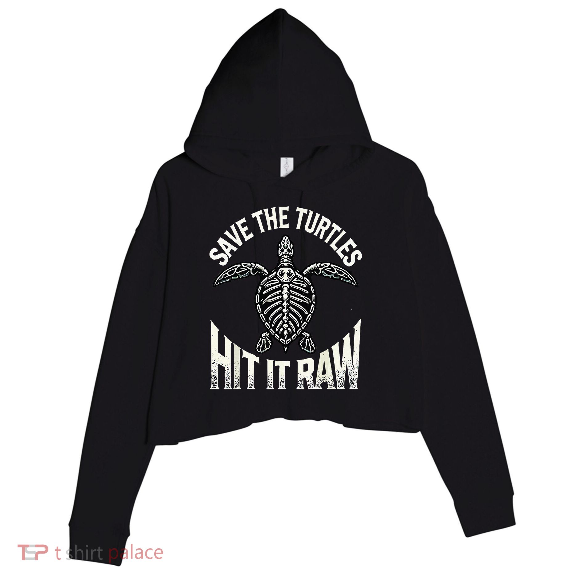 Save The Turtles Hit It Raw Crop Fleece Hoodie
