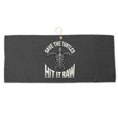 Save The Turtles Hit It Raw Large Microfiber Waffle Golf Towel