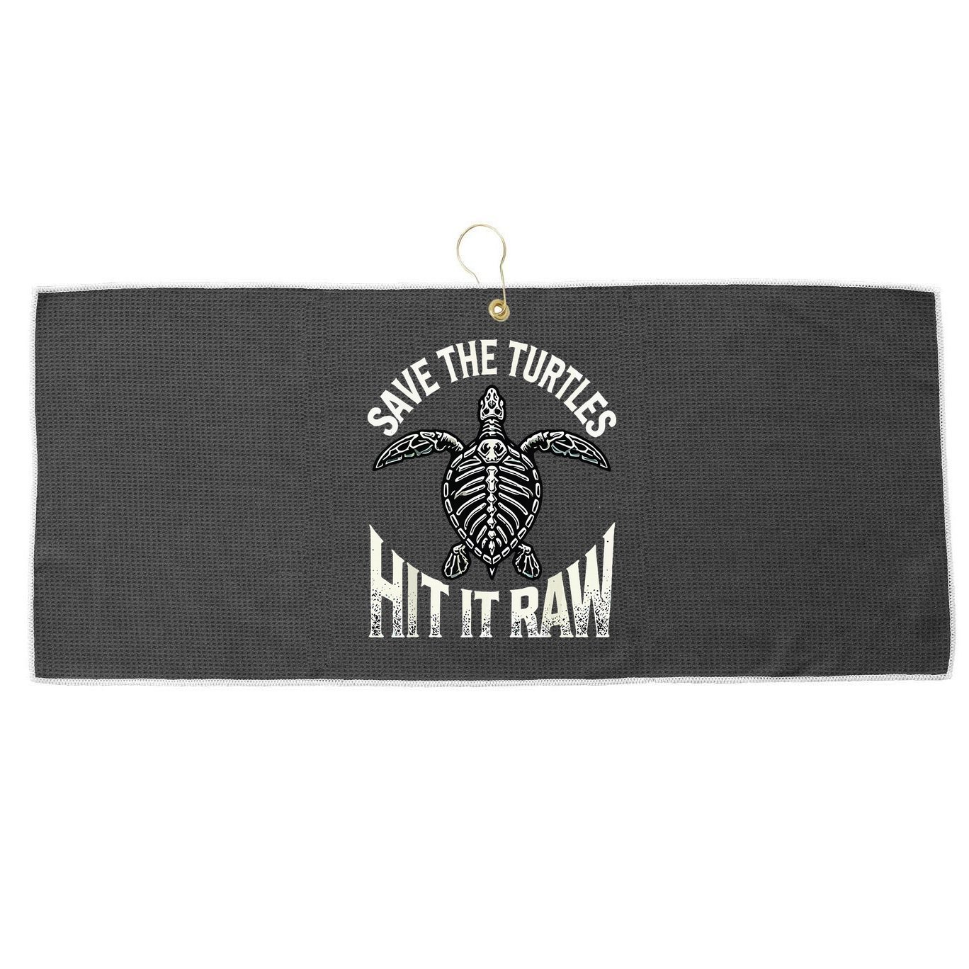 Save The Turtles Hit It Raw Large Microfiber Waffle Golf Towel