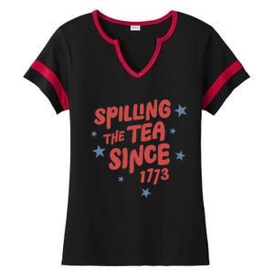 Spilling Teh Tea Since 1773 Ladies Halftime Notch Neck Tee