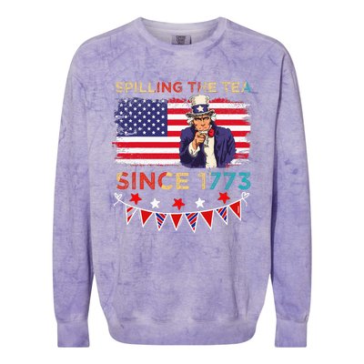 Spilling the Tea Since 1773 American Patriotic 4th of July Colorblast Crewneck Sweatshirt