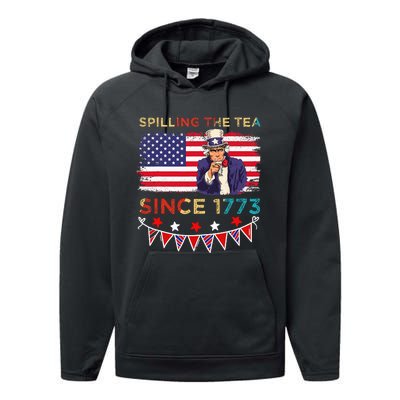 Spilling the Tea Since 1773 American Patriotic 4th of July Performance Fleece Hoodie