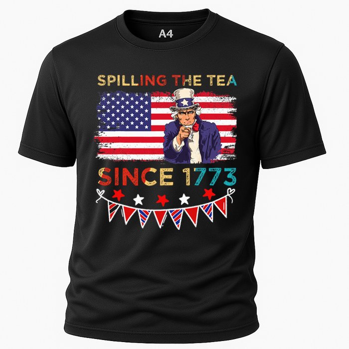 Spilling the Tea Since 1773 American Patriotic 4th of July Cooling Performance Crew T-Shirt