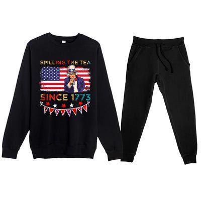 Spilling the Tea Since 1773 American Patriotic 4th of July Premium Crewneck Sweatsuit Set