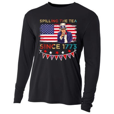 Spilling the Tea Since 1773 American Patriotic 4th of July Cooling Performance Long Sleeve Crew