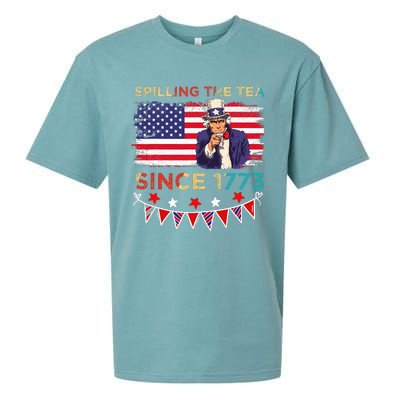 Spilling the Tea Since 1773 American Patriotic 4th of July Sueded Cloud Jersey T-Shirt