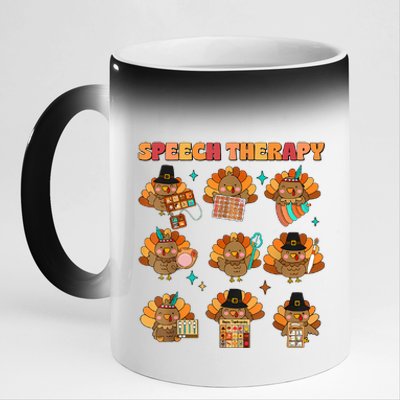 Speech Therapy Turkey Slp Speech Therapist Fall Thanksgiving 11oz Black Color Changing Mug