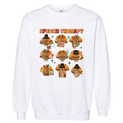 Speech Therapy Turkey Slp Speech Therapist Fall Thanksgiving Garment-Dyed Sweatshirt