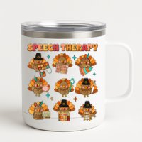 Speech Therapy Turkey Slp Speech Therapist Fall Thanksgiving 12 oz Stainless Steel Tumbler Cup