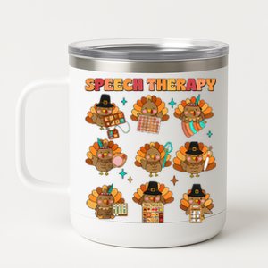 Speech Therapy Turkey Slp Speech Therapist Fall Thanksgiving 12 oz Stainless Steel Tumbler Cup