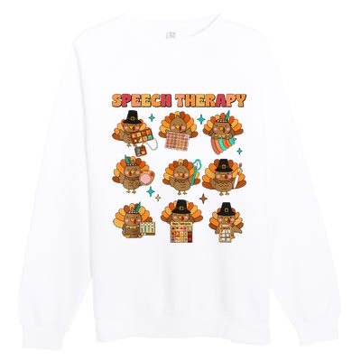 Speech Therapy Turkey Slp Speech Therapist Fall Thanksgiving Premium Crewneck Sweatshirt