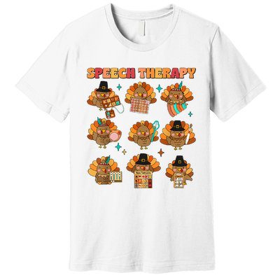 Speech Therapy Turkey Slp Speech Therapist Fall Thanksgiving Premium T-Shirt