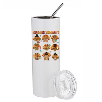 Speech Therapy Turkey Slp Speech Therapist Fall Thanksgiving Stainless Steel Tumbler