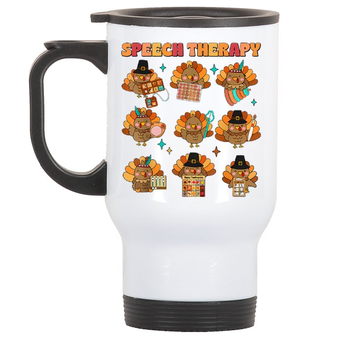 Speech Therapy Turkey Slp Speech Therapist Fall Thanksgiving Stainless Steel Travel Mug