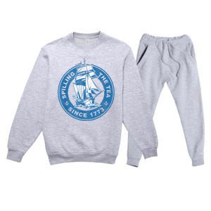 Spilling The Tea Since 1773 Funny US History Teacher Boston Premium Crewneck Sweatsuit Set