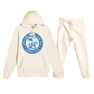 Spilling The Tea Since 1773 Funny US History Teacher Boston Premium Hooded Sweatsuit Set