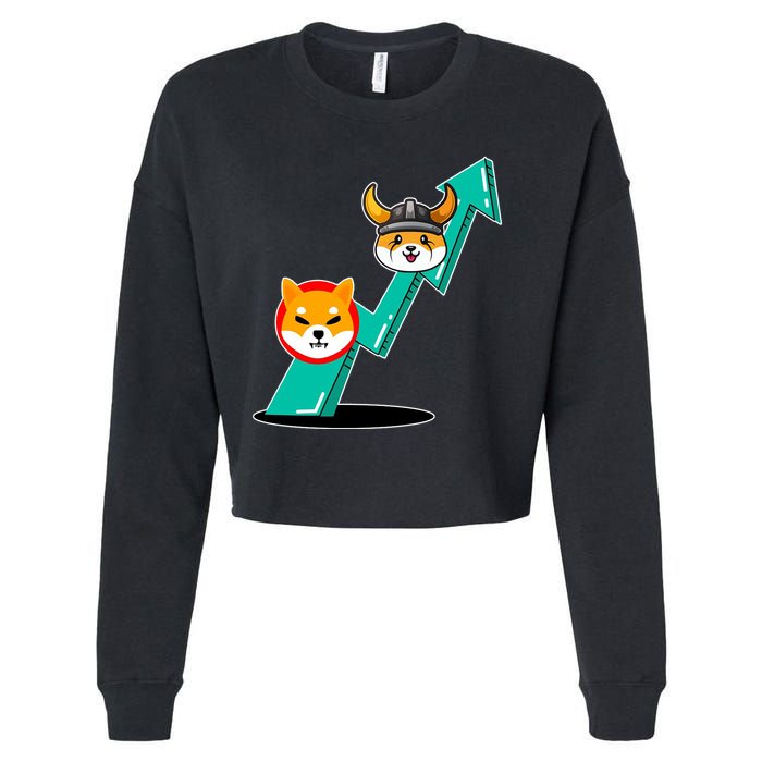 Shiba To The Moon Chart Cropped Pullover Crew
