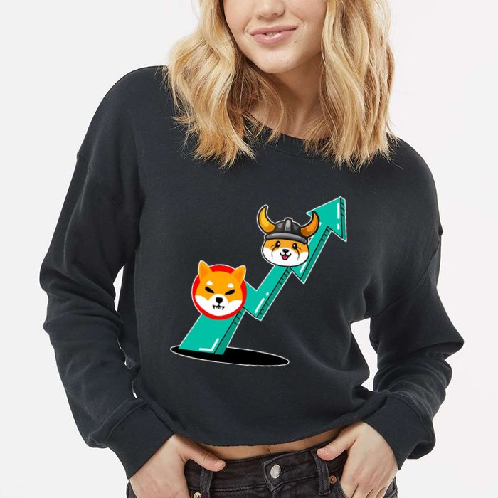 Shiba To The Moon Chart Cropped Pullover Crew