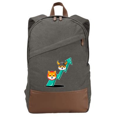 Shiba To The Moon Chart Cotton Canvas Backpack