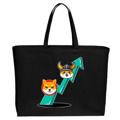 Shiba To The Moon Chart Cotton Canvas Jumbo Tote