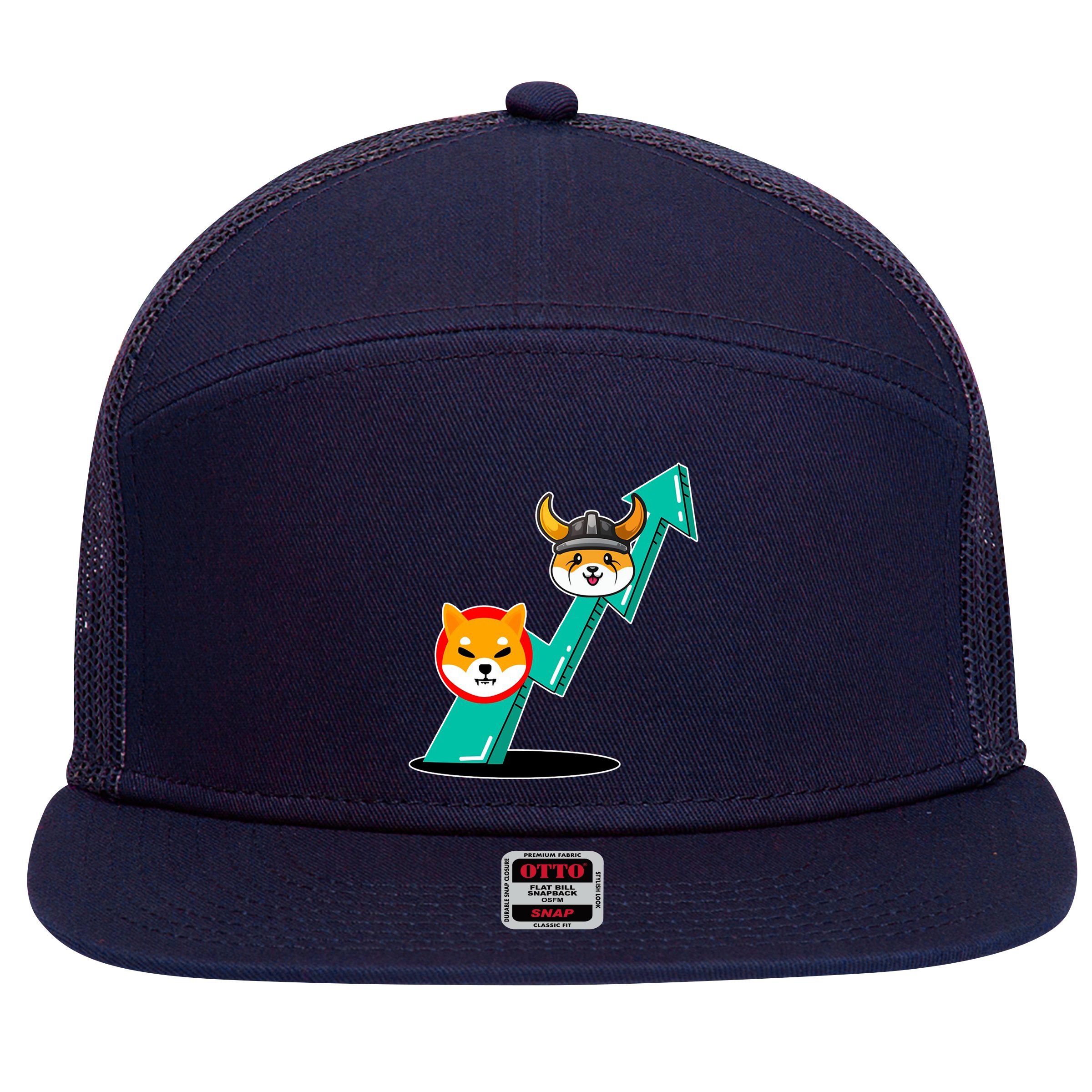 Shiba To The Moon Chart 7 Panel Mesh Trucker Snapback Hat